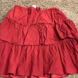 Jcrew girls red ruffle cotton skirt.